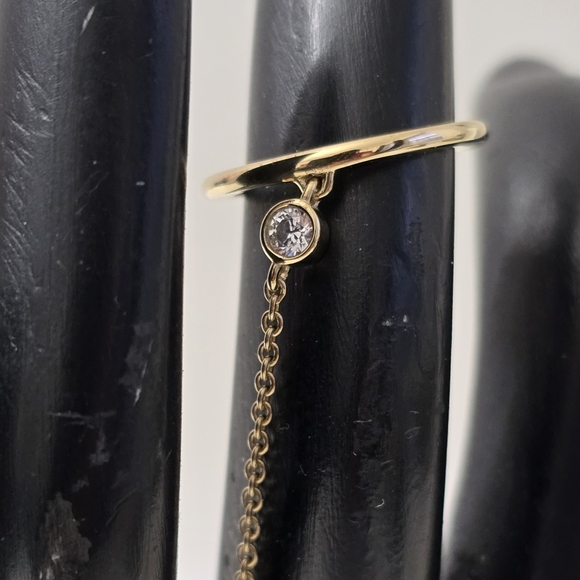 Gold Sterling Silver 925 Slave Chain Bracelet With Ring - Picture 5 of 11